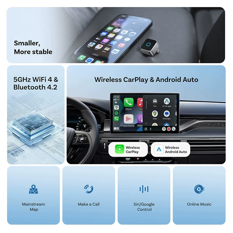 Портативный мини-куб Ottocast беспроводной адаптер CarPlay Android Auto автомобильная связь коробка