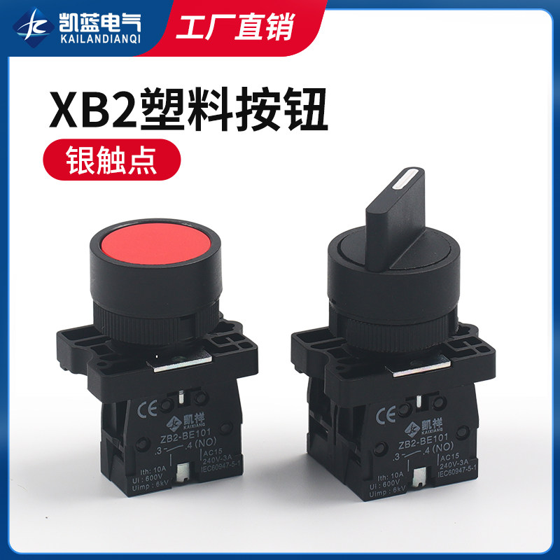 自复位平头启动电源按钮开关 XB2-EA42/31/25/33旋钮带自锁二档