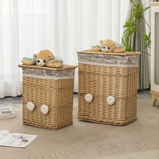 Liu Ruixuan Large Wicker Storage Basket for Hot Pot Restaurant, Clothes Storage Basket, Dirty Clothes Basket with Lid, Laundry Hamper