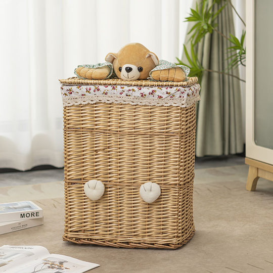 Liu Ruixuan Large Wicker Storage Basket for Hot Pot Restaurant, Clothes Storage Basket, Dirty Clothes Basket with Lid, Laundry Hamper
