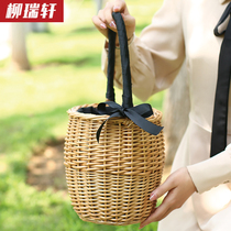 Liushixuan Willow Street Pat Princess Flower Basket Woven Basket Handbag Containing Basket Handbag Hand Basket Photo Prop