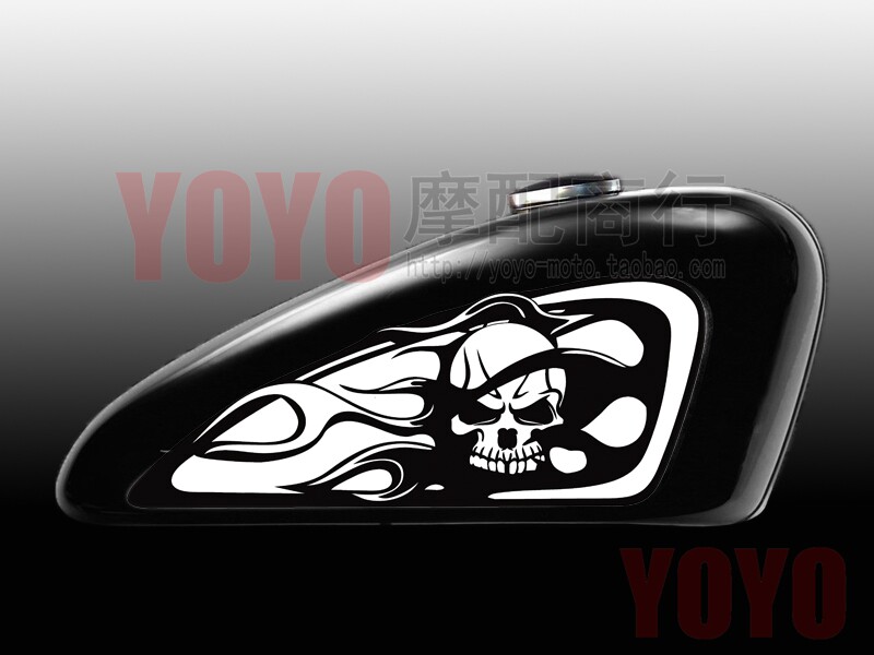 Sportsman XL883 883N R XL1200 1200N modified skull fuel tank decal sticker pair