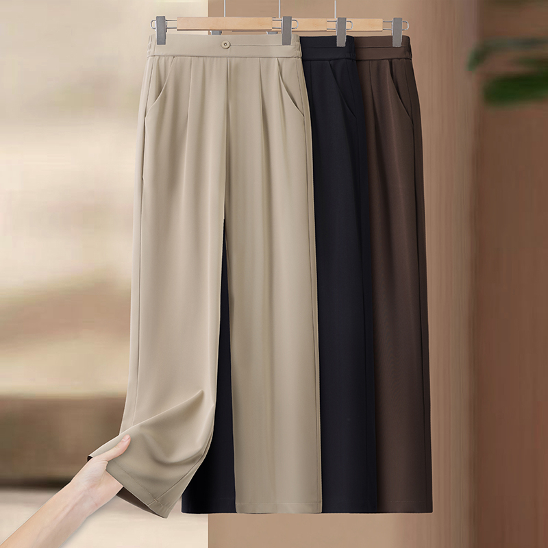 Shengyu Bamboo Summer New Ice Silk Suit Pants for Women High Waist Draped Casual Trousers Loose Thin Straight Pants for Women