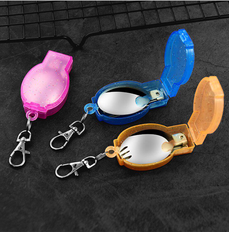 Thermos universal creative stainless steel three-section folding spoon fork outdoor travel portable soup spoon lunch spoon