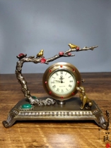 Collection of Antique Clocks Pure Copper Inlaid with Gemstones Mechanical Clocks and Table Clocks Retro Home Ornaments