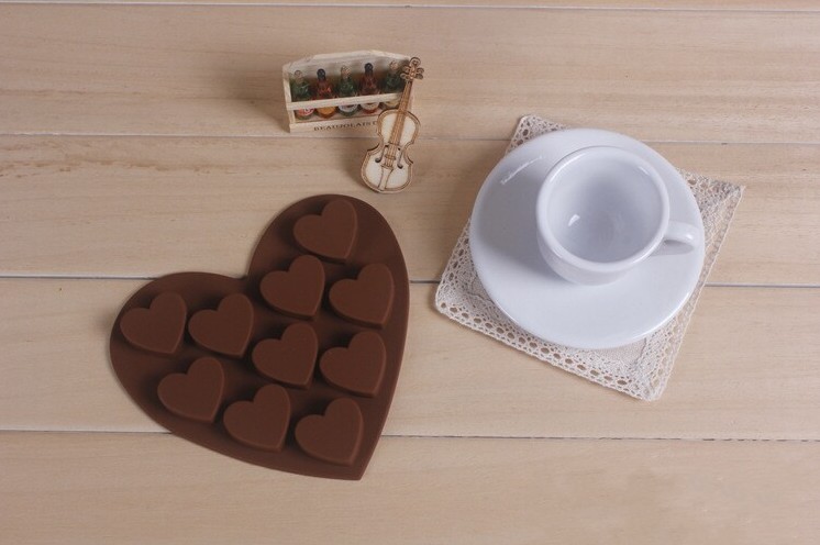 Tự làm khuôn sô cô la nhiệt độ cao khuôn sô cô la tình yêu silicone thạch bánh xà phòng làm bằng tay mài hình trái tim khuôn bánh bao
