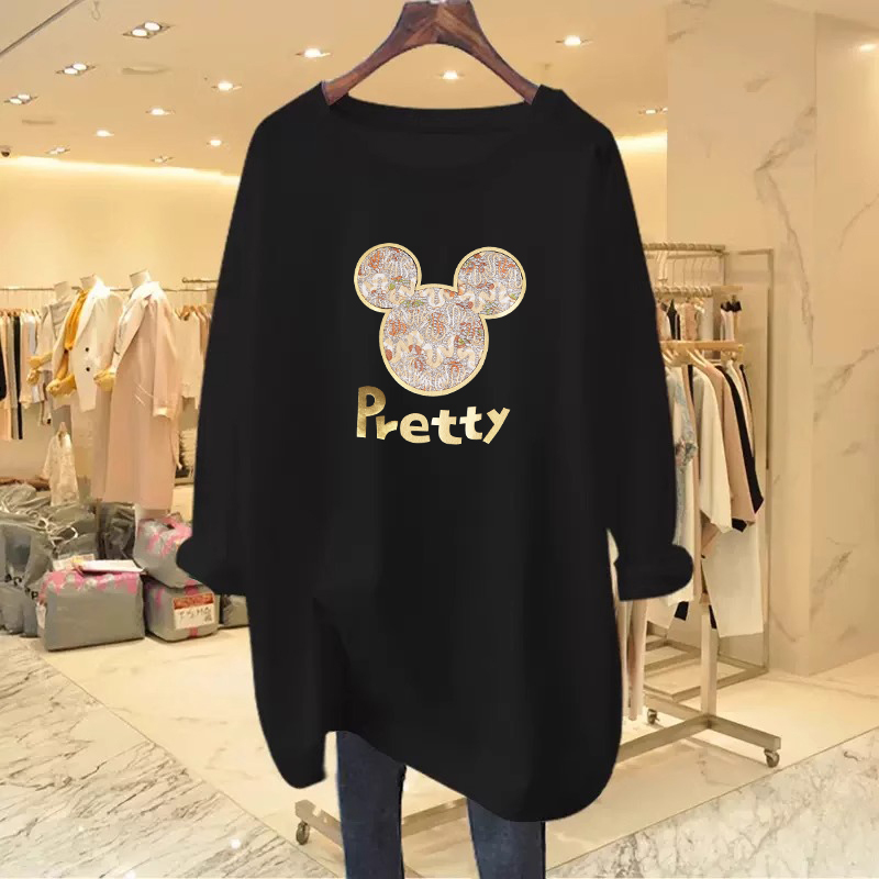 Maternity T-Shirt Long Sleeve 2026 Spring and Autumn Pure Cotton Petite Plus Size Loose Mid-Length Base Shirt Top Autumn and Winter