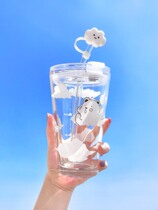 Japanese GP Summer water glasses glass cups with straws frescoed Korean version of the Lovely Girls Cup