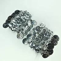 Серебряная серебряная монета, блестки для ногтей, браслет для влюбленных