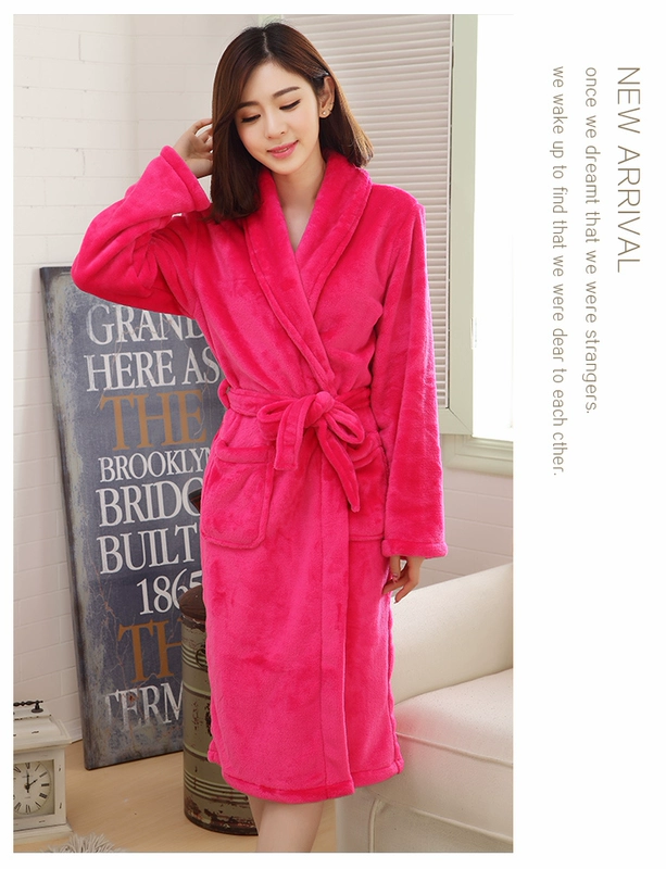 Áo choàng tắm nhung san hô áo choàng tình yêu đồ ngủ nam và nữ dịch vụ nhà flannel dịch vụ nhà áo tắm đồ lót quần áo phụ nữ