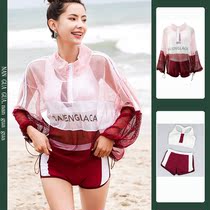 Swimsuit female sexy Korean ins Wind sports leisure split body belly slim flat corner shirt hot spring three-piece set