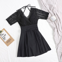 Swimsuit women sexy deep V steel tray gathered in one piece Korea INS conservative size belly slim 2020 new swimwear