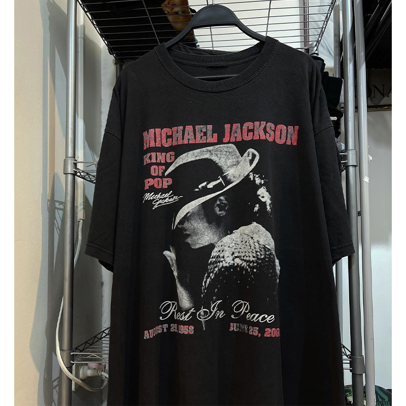 Tribute to Michael Jackson, American Retro Vintage High Street Pure Cotton Short-Sleeved T-Shirt