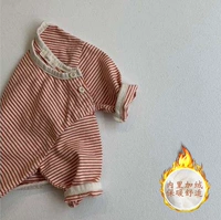 Топ на пуговицах в бархатную полоску красный