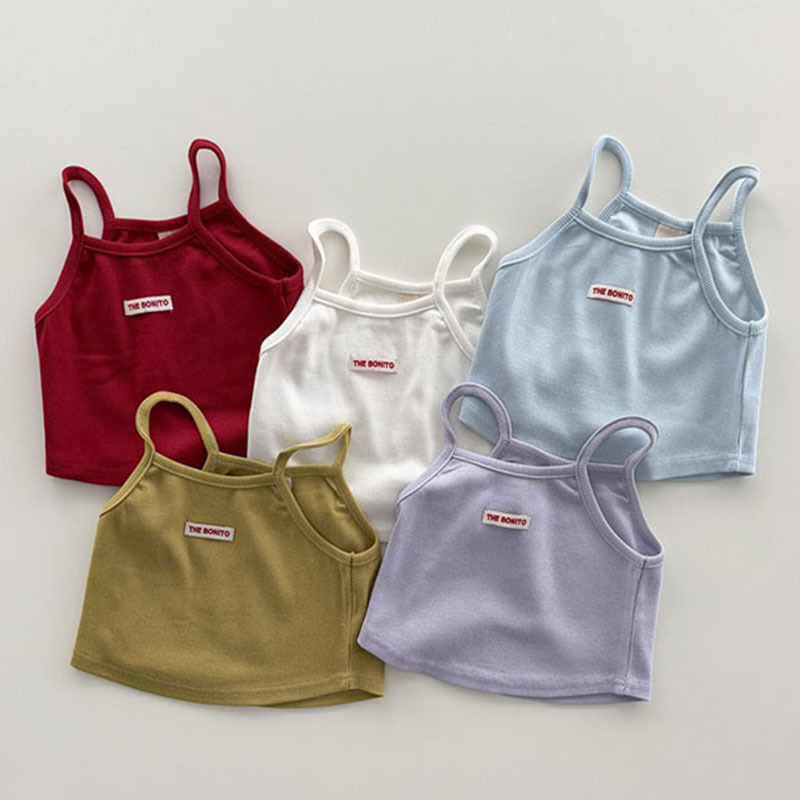 Korean Style Girls' Camisole Summer Thin Sleeveless Vest Children's Top Little Girl Baby Short Clothes Trendy