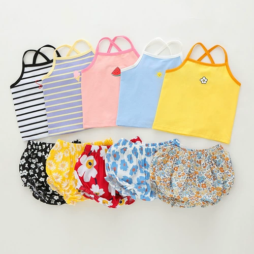 Летний комплект, детский топ с чашечками для раннего возраста, майка топ