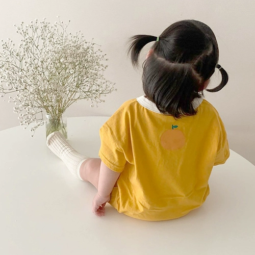 Детское летнее брендовое мультяшное тонкое хлопковое боди для новорожденных, в корейском стиле, короткий рукав