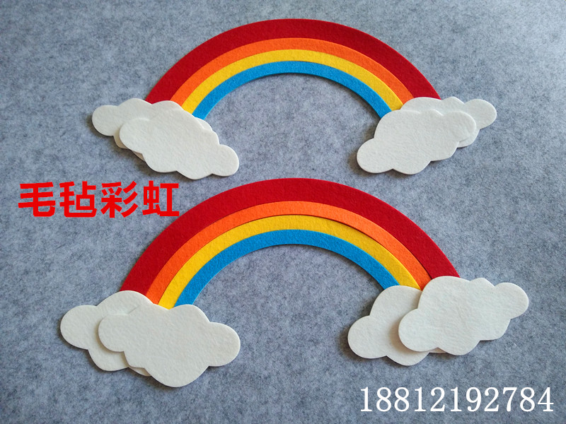 Classroom decoration photo wall slogan of classroom room slogan felt rainbow patch Kindergarten children decoration