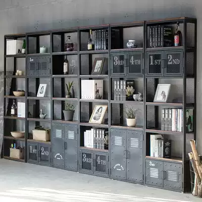 Iron partition Shelf shelf bookshelf floor creative display rack industrial wind storage cabinet bedroom living room screen partition