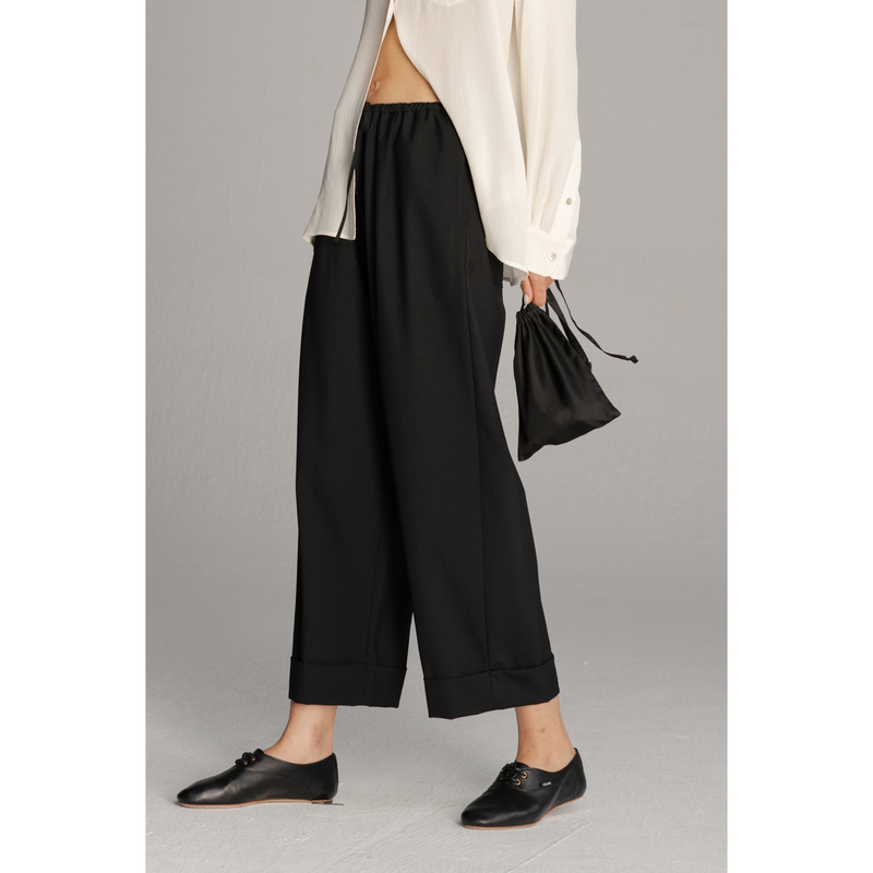 Kew Kee Edition 16 Japanese Imported High-End Wool Drawstring Elastic Waist Nine-Point Cuffed Dress Pants