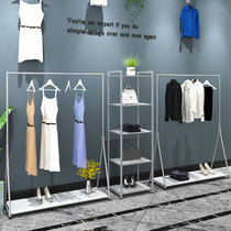 Clothing store floor-to-ceiling display rack Silver mens and womens clothing store display rack net red hanger ins new high-end silver