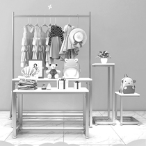 Childrens clothing store middle Nakajima rack high and low water table Shoe bag display rack combination shopping mall Nakajima display table Silver