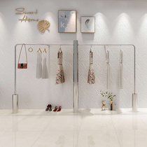 High-end clothing store stainless steel brushed Wall clothing display rack large column subnet red popular special-shaped display rack