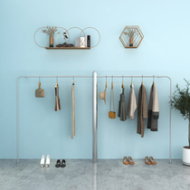 Clothing store large pillar hanger floor-standing Nakajima frame womens clothing store display stand stainless steel pole side hanging special shape
