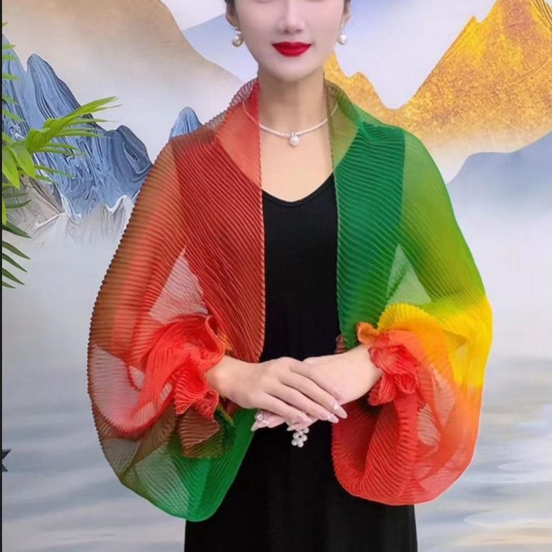 2026 Summer New Style Rainbow Gradient Multi-Functional Sun Protection Shawl Scarf Versatile Fashionable Shoulder Protection Sun Protection Clothing for Women