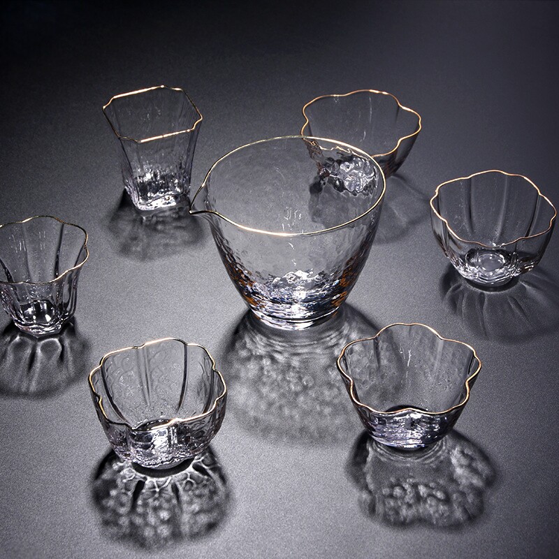 Japan-style heat-resistant sketching glass Tea drinking cup Kung fu tea with small number of tea cup hammer Thickened Male Cup Single Cup Thickened Cup single cup