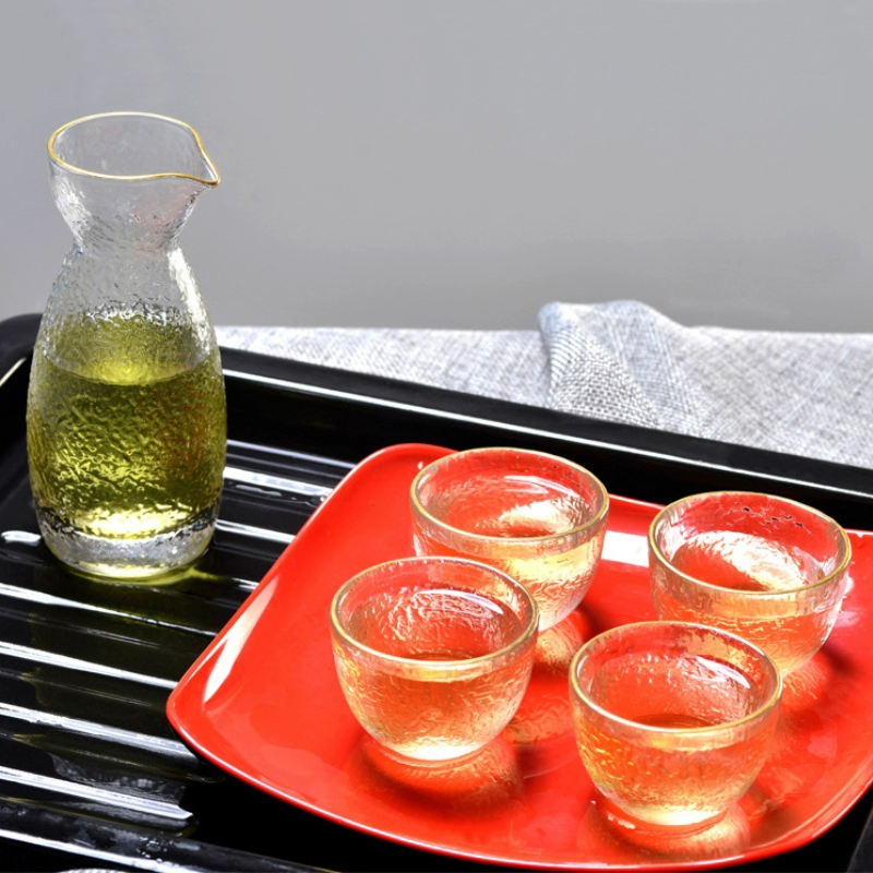 Rượu sake phong cách Nhật Bản đặt với búa búa mô hình hầm rượu vang hầm rượu nhỏ ly rượu sáng tạo 1 nồi 4 ly - Rượu vang