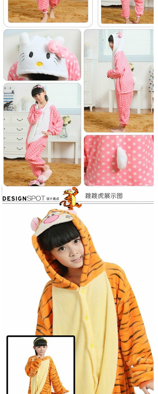 Khủng long trẻ em Pikachu Bộ đồ ngủ Xiêm Flannel Phim hoạt hình Động vật Chàng trai Cô gái Dài tay Giày dép đồ ngủ bé gái