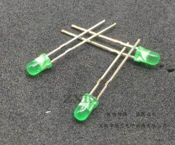 3MM green hair green LED light green LED bright green hair green short footed round pack 1K