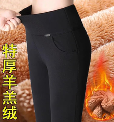 Spring and autumn trousers pencil pants bottoming slimming plus size female mother nine-point high waist casual outer wear plus velvet winter high elasticity