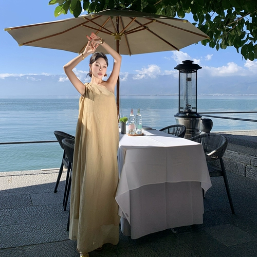 Сексуальное однотонное платье без рукавов, длинная юбка, французский стиль, изысканный стиль