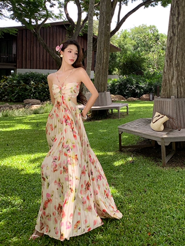 Юбка в складку, сверхдлинная длинная юбка, элегантное пляжное платье