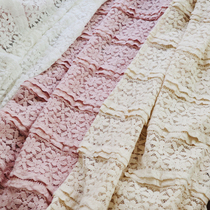 Fungus edge three-dimensional pleated hollow stretch lace fabric design clothing fabric DIY baby clothes