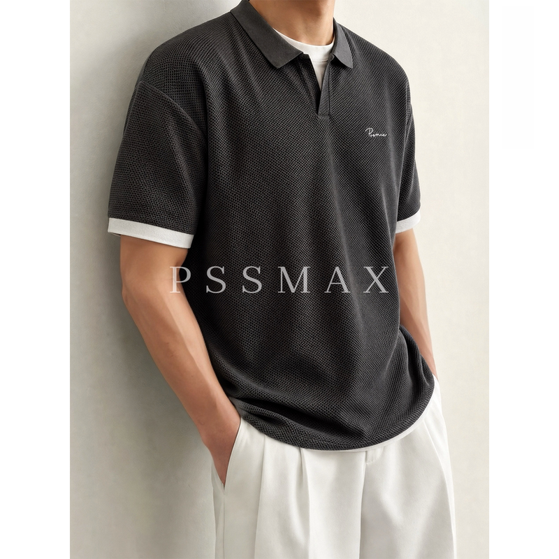 [in Stock] Pssmax Seamless Ice Film Polo2.02026 Summer New Short Sleeve T-Shirt for Men