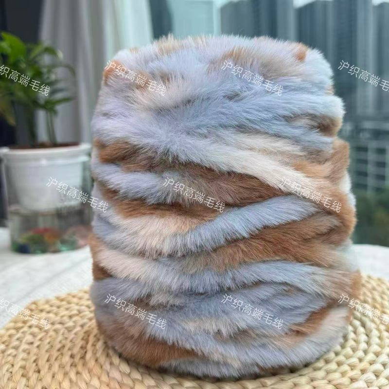 Imitation Fur Rabbit Fur Mink Velvet Long Hair Thick Thread Non-Shedding Smooth Three-Strand Fur Thread Scarf Hat Slippers Handmade