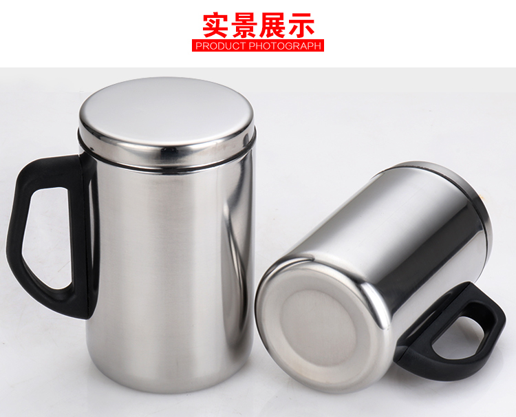Đôi chân không bằng thép không gỉ cách nhiệt cốc chống cặn 500ML cốc văn phòng có nắp cốc nhà máy trường học cốc nước - Tách bình hút nước cho bé
