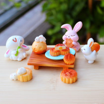 Mid-Autumn Festival Day Swing Piece White Jade Rabbit Mooncake Model Multimeat Paparazzi Eco Bottle Moss Microscape Diy Material