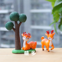 Plum Blossom Deer Small Deer Microscape Animal Swing Piece Diy Build-Up PVC Cute Paparazzi Vehicular Interior Tabletop Ornament
