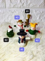 Snowman themed resin wearing horse chia with cap wearing glasses gloves cute little snowman tree stumps green tree group Cubs