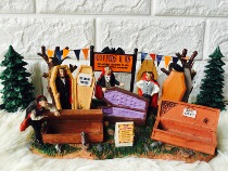 Foreign trade exports Halloween characters vampires open closed casket rats crow bat withered trees
