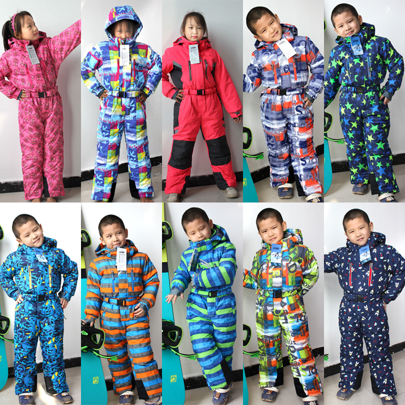 European single children's one-piece ski suit One-piece men's and women's children's ski wear Waterproof windproof warm outdoor big children's ski clothes