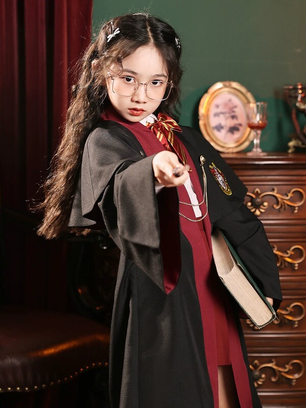 Harry Potter Magic Robe Co-Branded with Jk Uniform Wizard Robe Hooded Cloak Children's College Style Unisex British Style