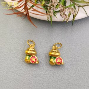 Pure Gold 999 Snake Year Coin Zodiac Snake Pendant Baby Snake Good Luck Colorful Enamel Pendant Birth Year