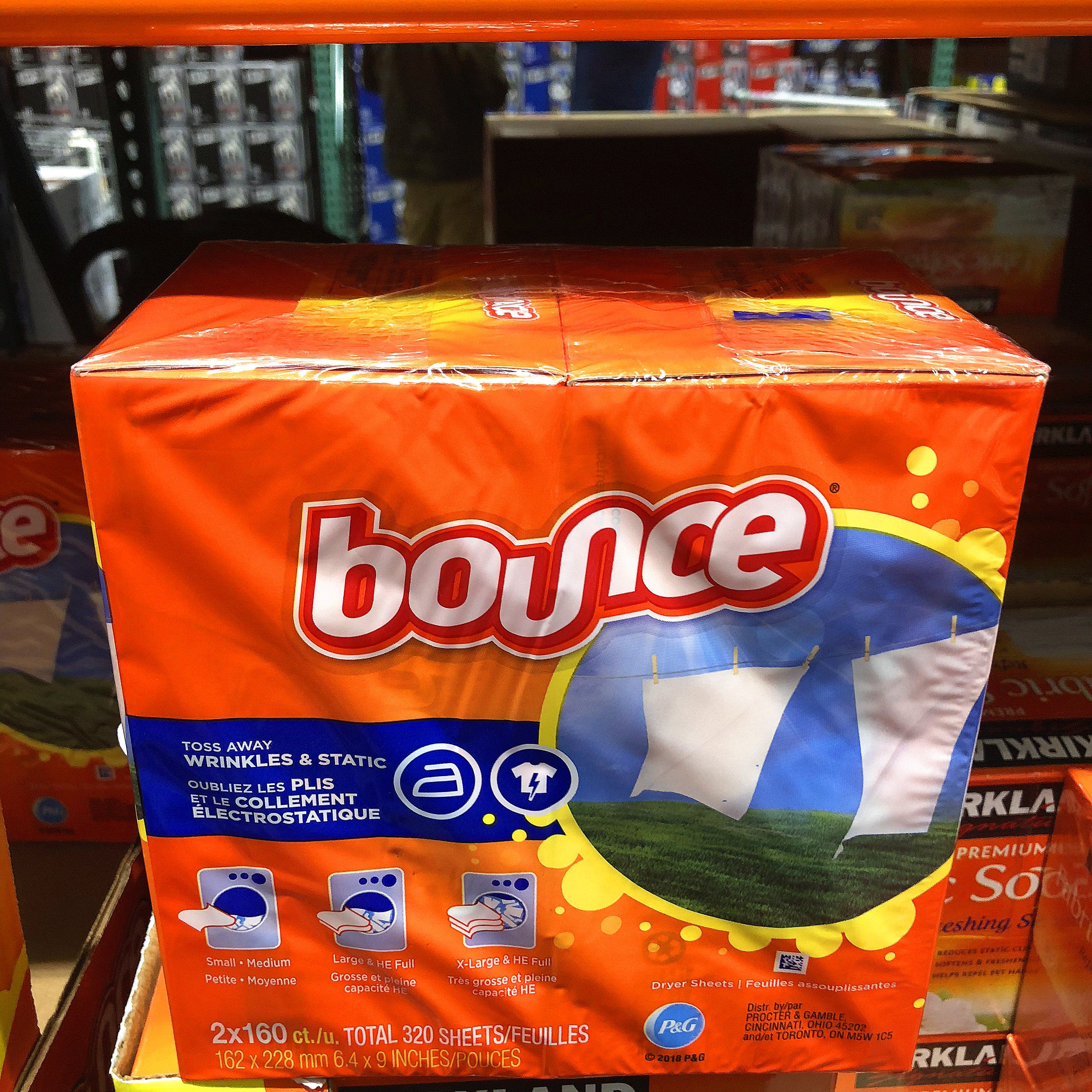 American imports Bounce clothing soft paper 160 pieces of soft and smooth except for taint Peculiar Scent type Costco