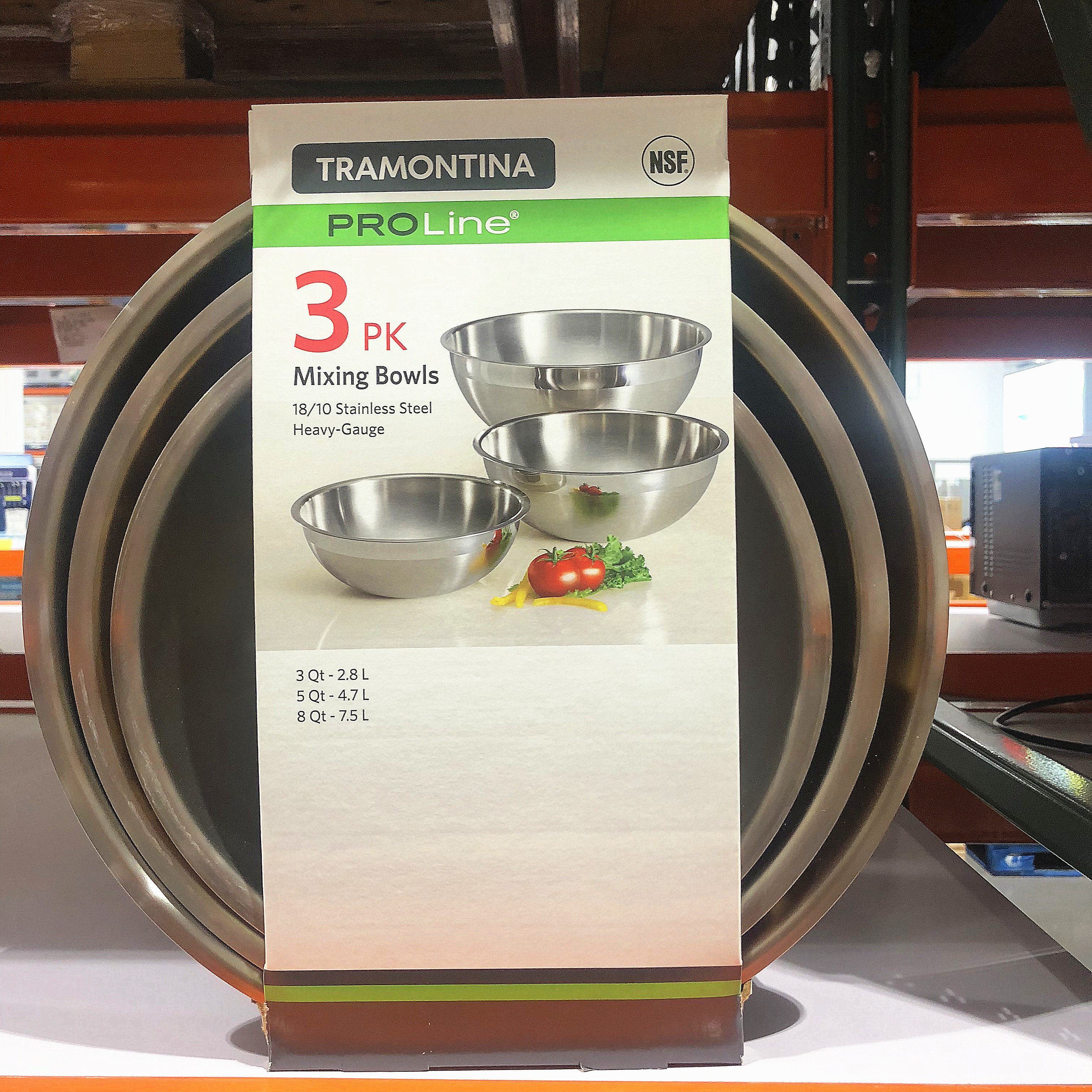 Brazil imports Tramontina conditioning bowl 3 pieces of stainless steel cuisine bowl with large capacity Costco domestic