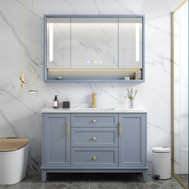 Simple modern bathroom cabinet solid wood American bathroom cabinet washbasin cabinet combination floor-to-ceiling toilet washbasin cabinet
